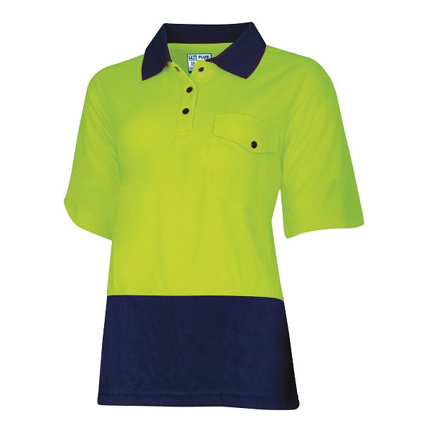 TRu Workwear TSW2415 Recycled Womens Anti-Microbial Micromesh S/S Two Tone Hi-Vis Polo Shirt