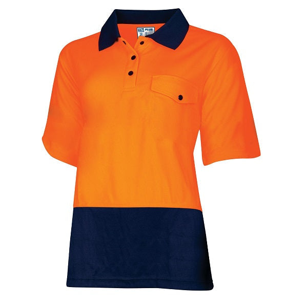 TRu Workwear TSW2415 Recycled Womens Anti-Microbial Micromesh S/S Two Tone Hi-Vis Polo Shirt