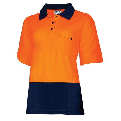 TRu Workwear TSW2415 Recycled Womens Anti-Microbial Micromesh S/S Two Tone Hi-Vis Polo Shirt