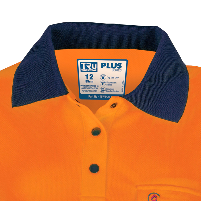TRu Workwear TSW2415T1 Womens Recycled Anti-Microbial Micromesh S/S Two Tone Hi-Vis Polo Shirt W/ Segmented Tape