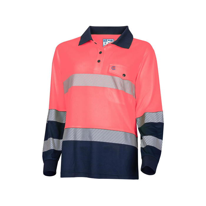 TRu Workwear TSW2415T1 Womens Recycled Anti-Microbial Micromesh S/S Two Tone Hi-Vis Polo Shirt W/ Segmented Tape