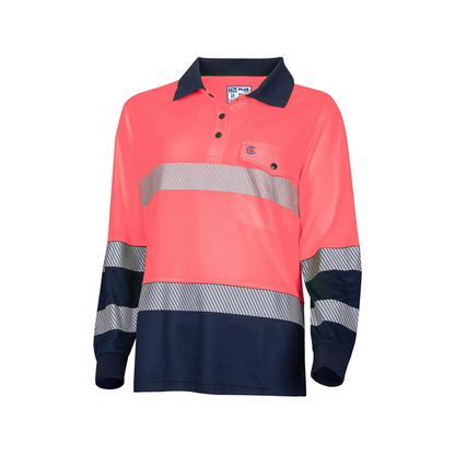 TRu Workwear TSW2415T1 Womens Recycled Anti-Microbial Micromesh S/S Two Tone Hi-Vis Polo Shirt W/ Segmented Tape