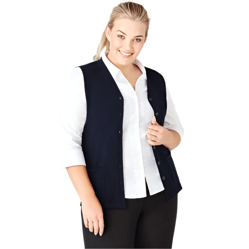 Biz Care CK961LV Womens Button Front Knit Vest