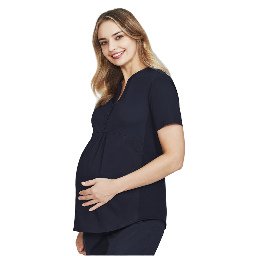 Inaura CST243LS Rose Womens Tunic Scrub Top - Midnight Navy - Side View