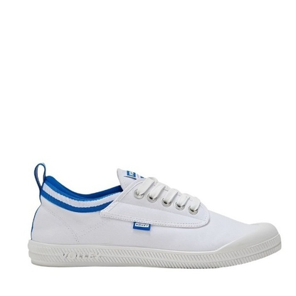 Iconic, White canvas low-top sneaker with blue accents, Volley DWVUE004 Unisex International Low Non Safety Shoes, side view