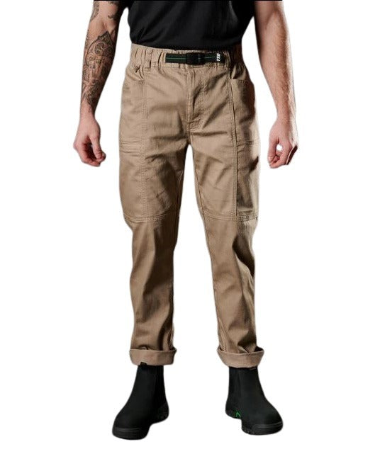 FXD WP-6 Elastic Waist Work Pants - Khaki - Lifestyle Front View