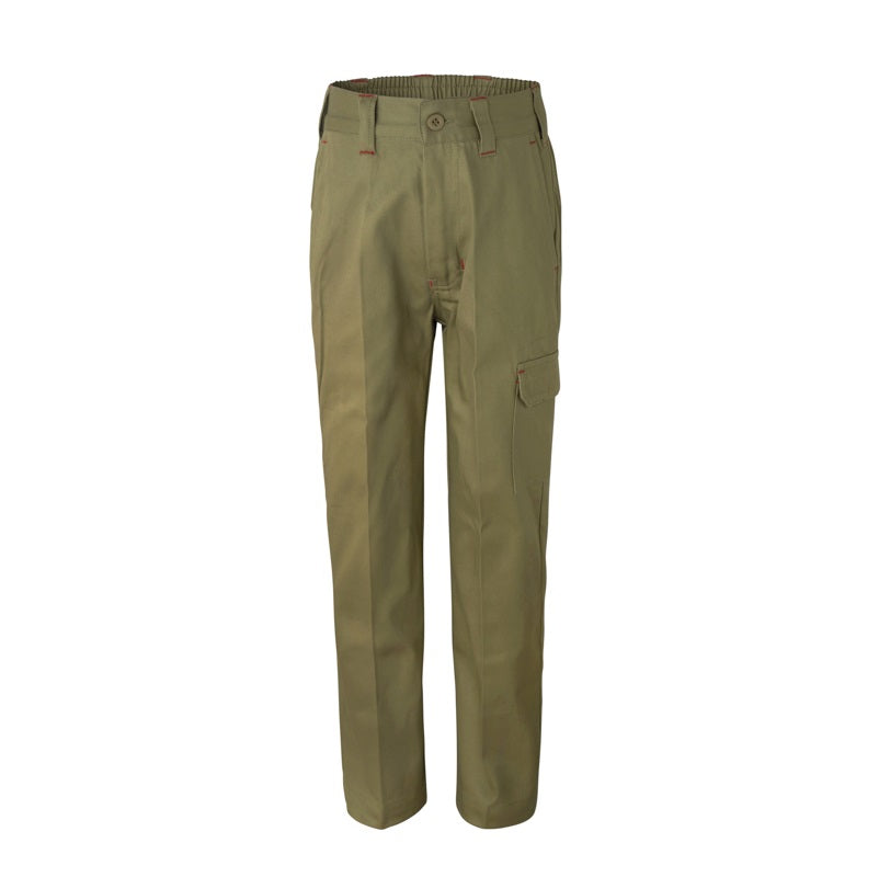 Workcraft WPK503 Kids Midweight Cargo Cotton Drill Trouser - Khaki - Front View