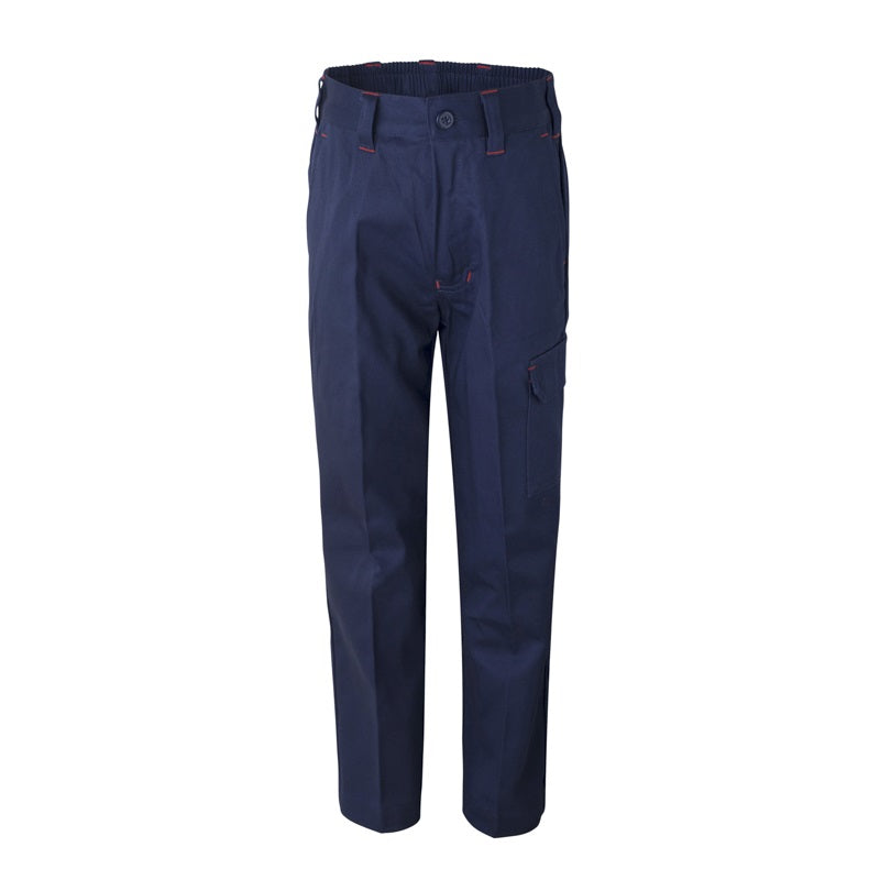 Children's navy  pants - Workcraft WPK503 Kids Midweight Cargo Cotton Drill Trousers