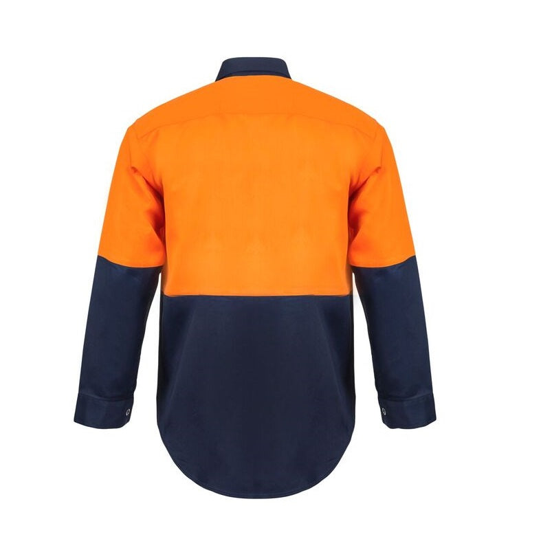 Workcraft WS3032 HiVis Two Tone Long Sleeve Cotton Drill Shirt with Press Studs