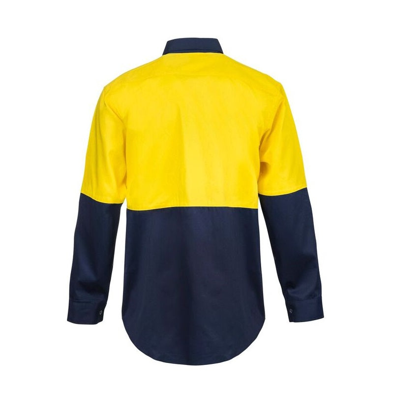 Workcraft WS3032 HiVis Two Tone Long Sleeve Cotton Drill Shirt with Press Studs