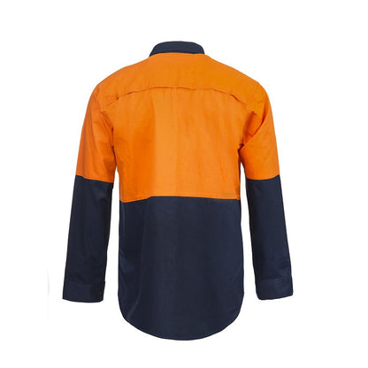 Workcraft WS4247 Lightweight HiVis Two Tone L/S Vented Cotton Drill Shirt