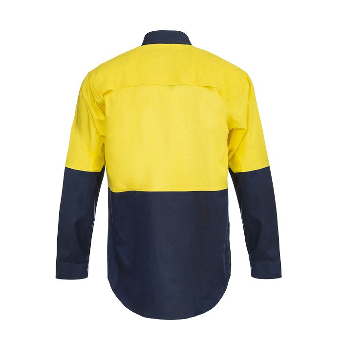 Workcraft WS4247 Lightweight HiVis Two Tone L/S Vented Cotton Drill Shirt