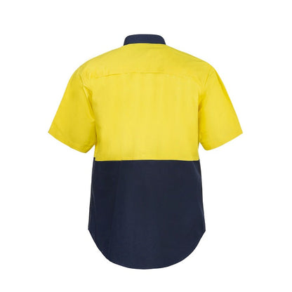 Workcraft WS4248 Lightweight HiVis Two Tone S/S Vented Cotton Drill Shirt