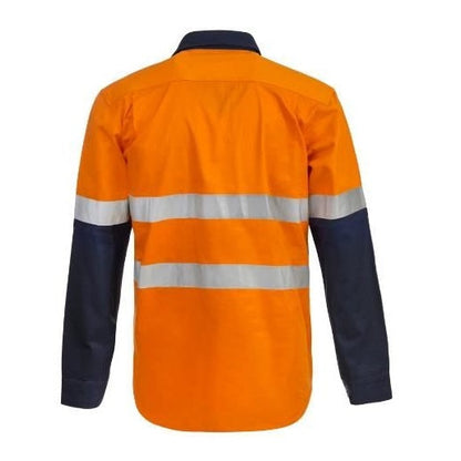WS6031 Hi-vis Orange Safety Work Long sleeve shirt - Back view