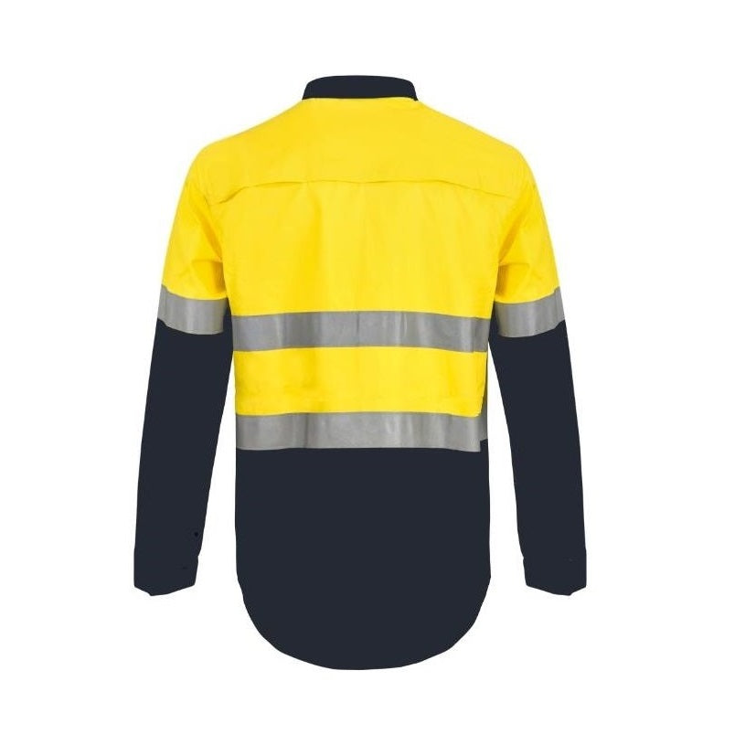 WS6032 Workcraft High Visibility Work Shirt with Tape Yellow/Navy - Back