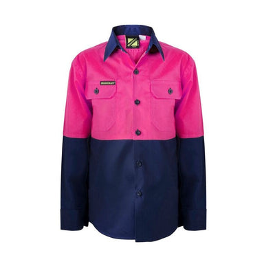 Workcraft WSK128 Girls Lightweight HiVis 2-Tone Long Sleeve Shirt