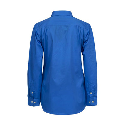 Workcraft WSL505 Ladies Lightweight Long Sleeve Half Placket Cotton Drill Shirt with Contrast Buttons