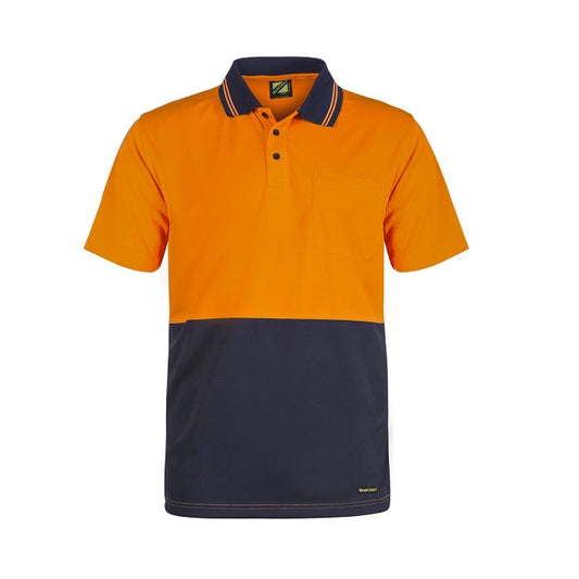 Workcraft WSP201 HiVis 2 Tone Orange/Navy Colour Short Sleeve Polo Work Shirt With Pocket  