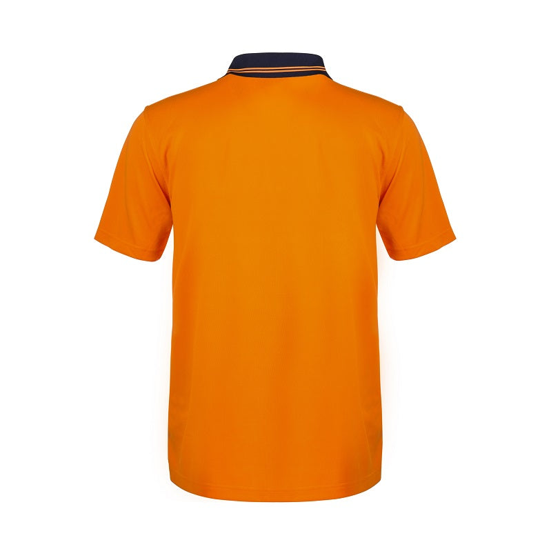 Orange polo shirt on a white background