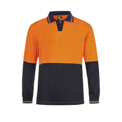 Workcraft WSP206 HiVis Two Tone Food Industry Long Sleeve Micromesh Polo with no Pocket or Buttons