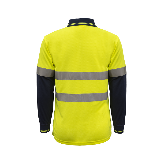 Workcraft WSP409 HiVis Two Tone Long Sleeve Micromesh Polo with Pocket and Tape