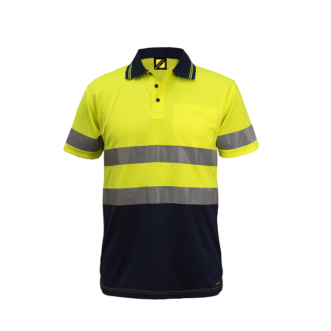 Workcraft WSP410 HiVis Two Tone S/S Micromesh Polo with Pocket