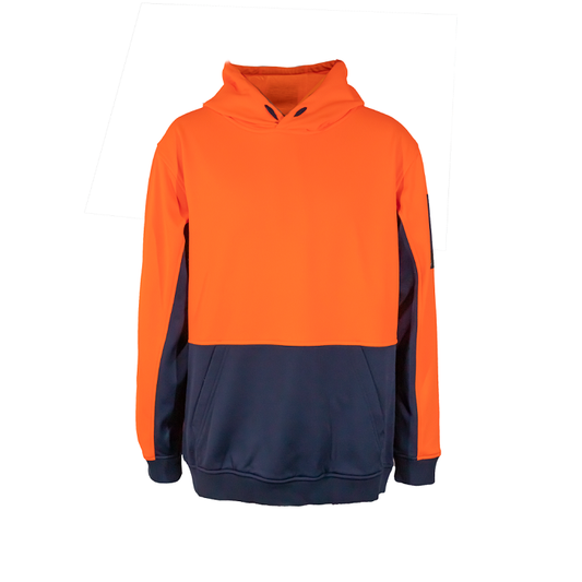 Workcraft WT8010  Hi-Vis Work Safety Hoodie Orange/Navy Colour - Front view