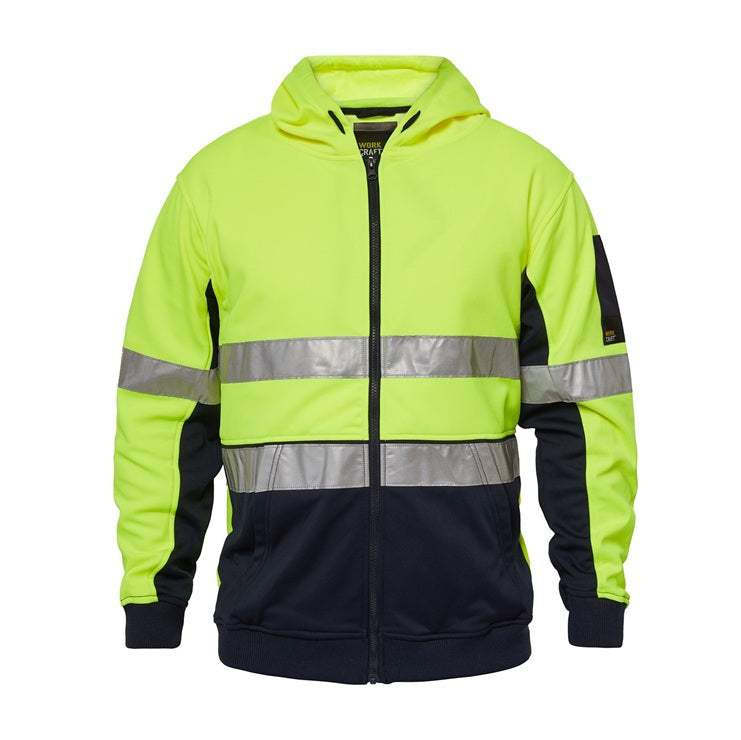 Workcraft WT8011 Peak High-Vis Hoodie with CSR Tape Yellow/Navy Colour - Front View