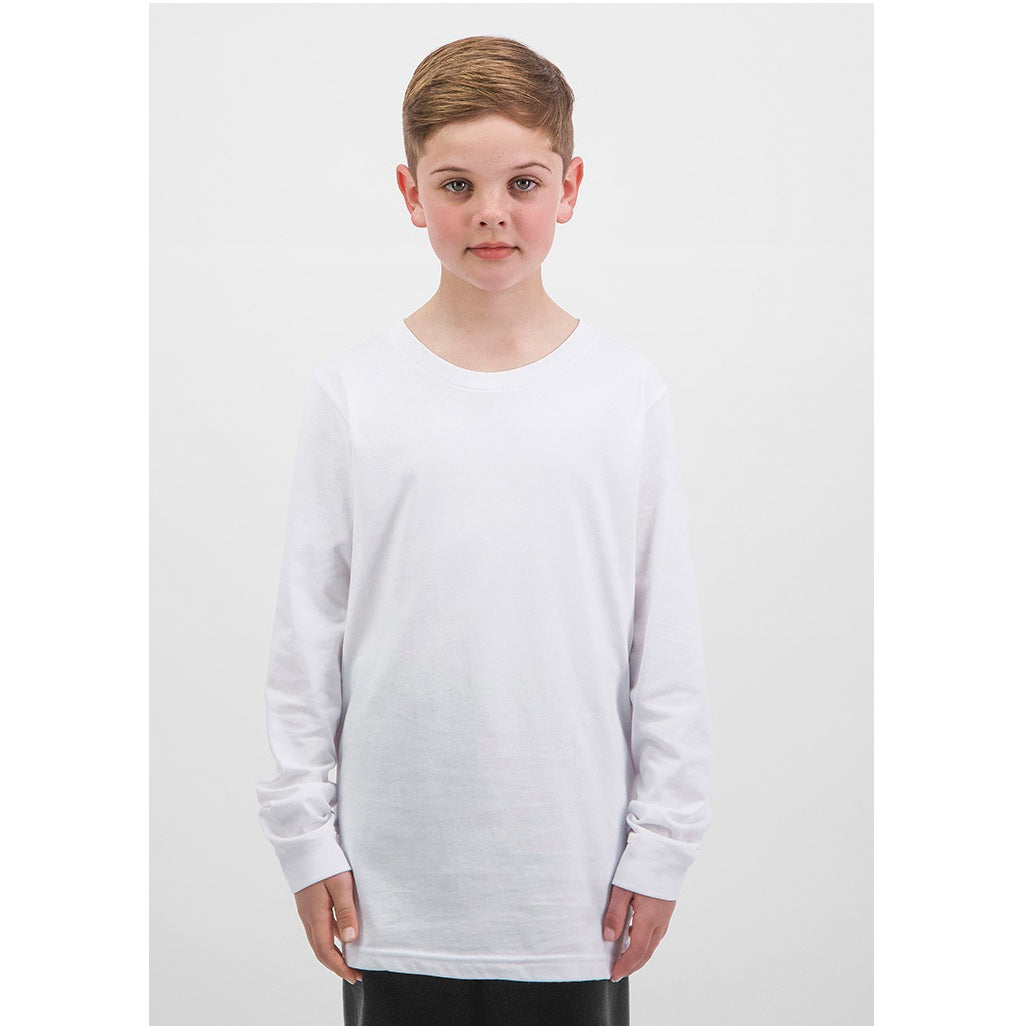 GOODMATES X1002K Kids Basis Long Sleeve Tee - White - Alternative Front View