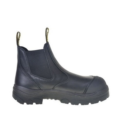 Black scuff cap pull on Wide Load 490BPO Black Elastic Sided Safety Boots