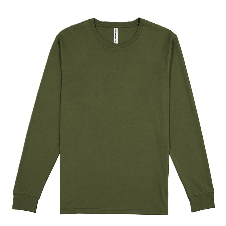 Green long-sleeve shirt on a white background