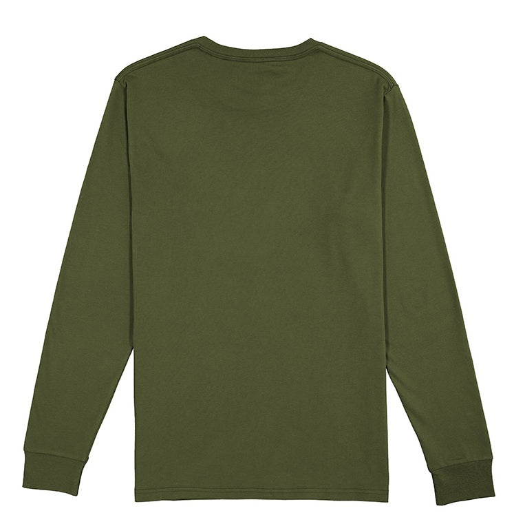 Green long-sleeve shirt on a white background
