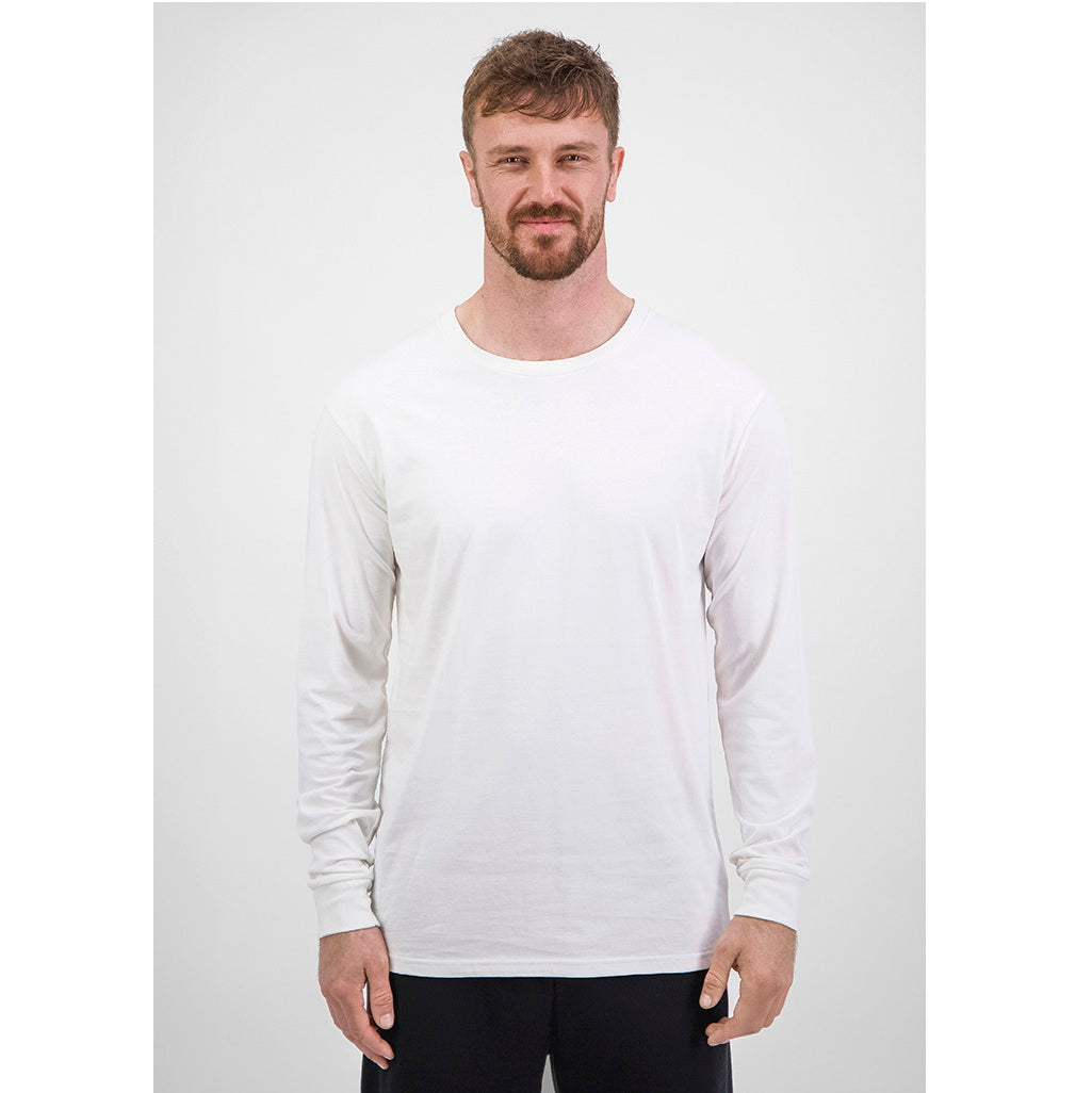 GOODMATES X1002M Mens Basis Long Sleeve Tee - Ecru - Alternative Front View