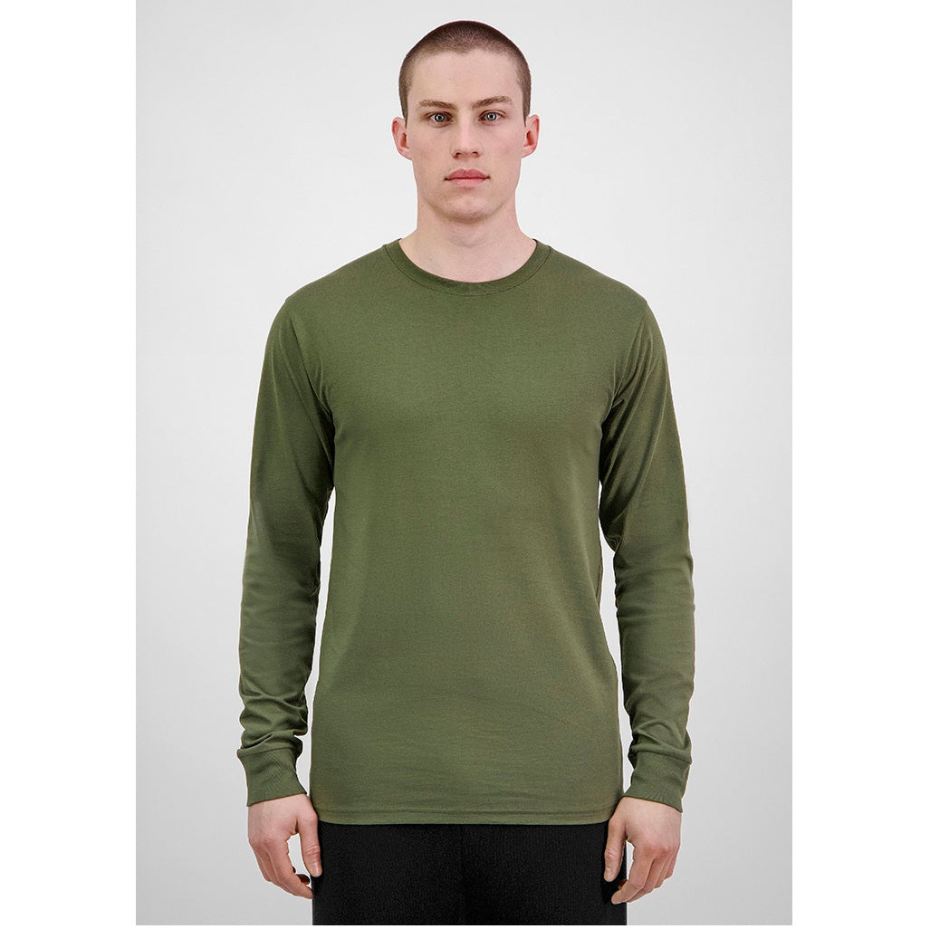 GOODMATES X1002M Mens Basis Long Sleeve Tee - Army - Alternative Front View