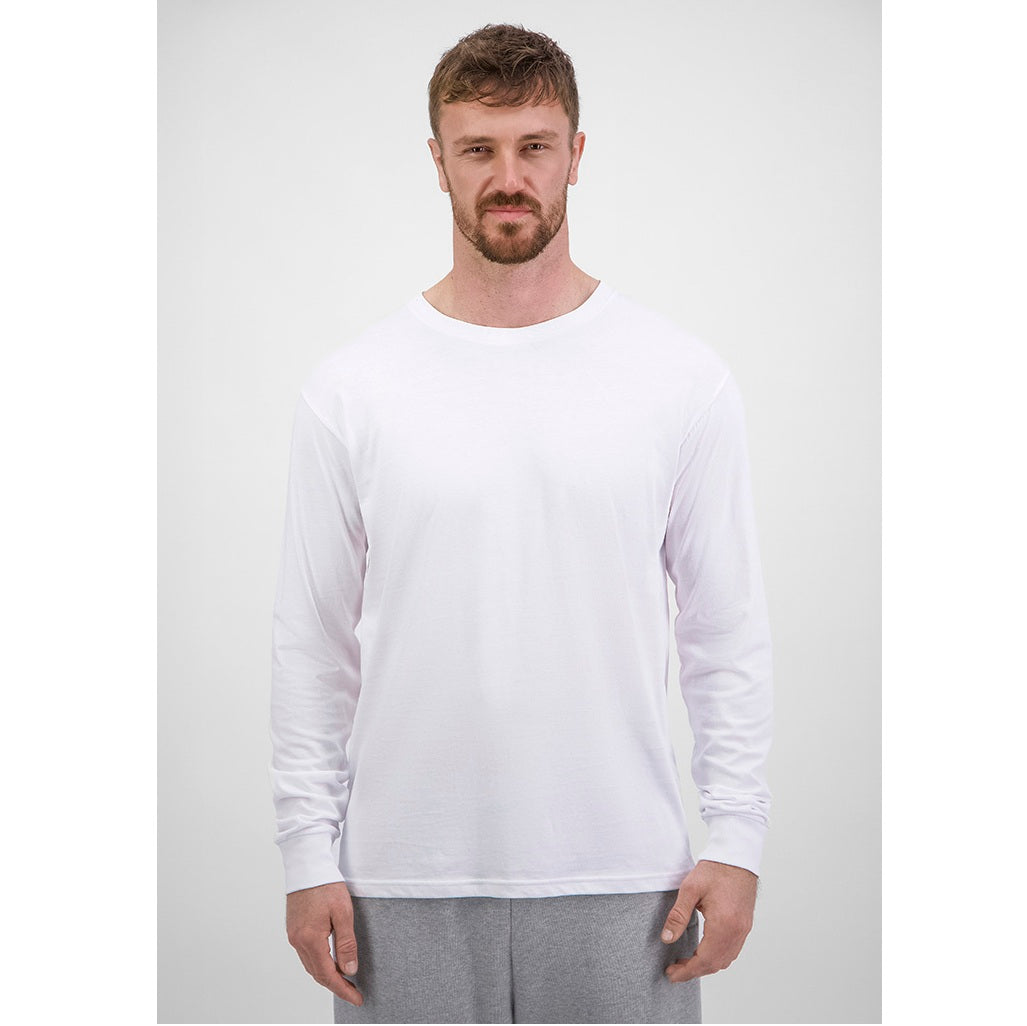 GOODMATES X1002M Mens Basis Long Sleeve Tee - White - Alternative Front View