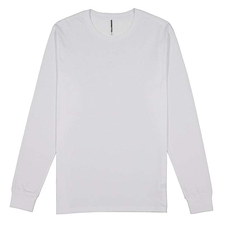 White GOODMATES X1002Y Youth Basis Long Sleeve Tee
