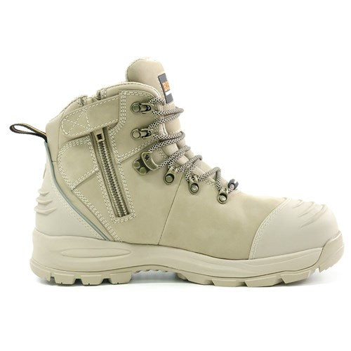 Bison XTLZST Ankle Lace Up With Zip Safety Boots Stone Colour - Size Zip View Close Up