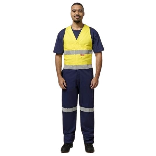 Hard Yakka Y01055 Hi Vis 2Tone Action Back Cotton Taped Overall