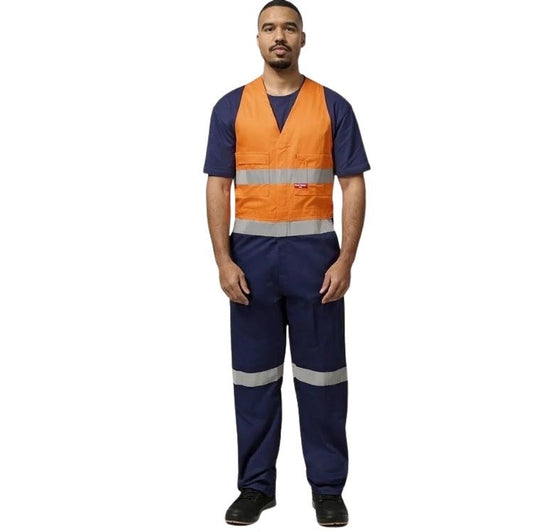 Hard Yakka Y01055 HiVis 2tone Action Back Cotton Taped Overall
