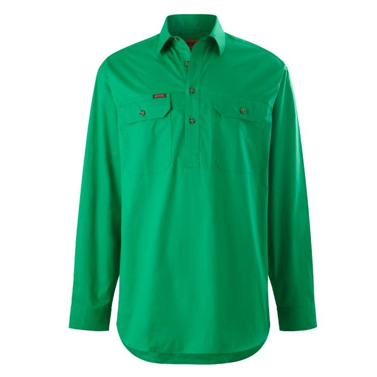 Mustang Signature Y04004 Mens Closed Front Workshirt - Green - Front View