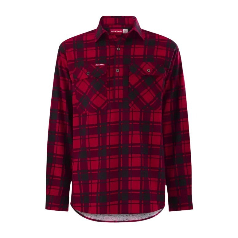Hard Yakka Y04006 Core LS Closed Front Check Flannel Shirt - Red/Black Check - Alternative Front View