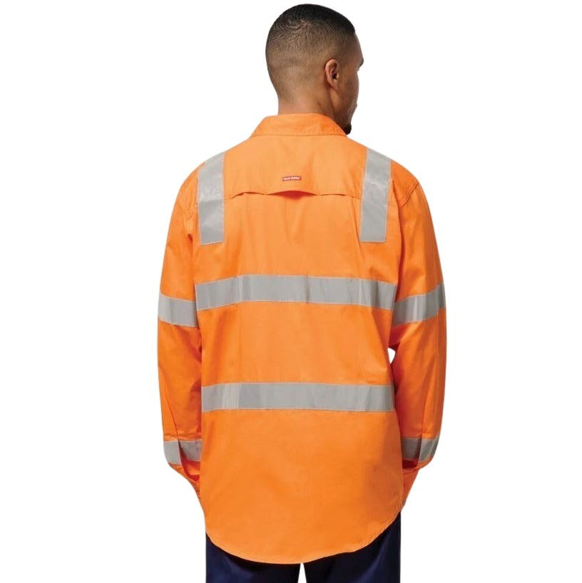 Hard Yakka Y04265 Biomotion Hi Vis Taped Cotton Drill Shirt