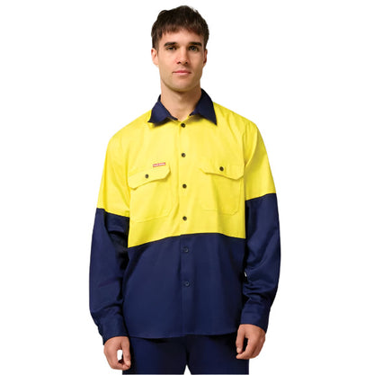 Hard Yakka Y04605 Core Hi Vis Long Sleeve Heavyweight Cotton Drill Shirt