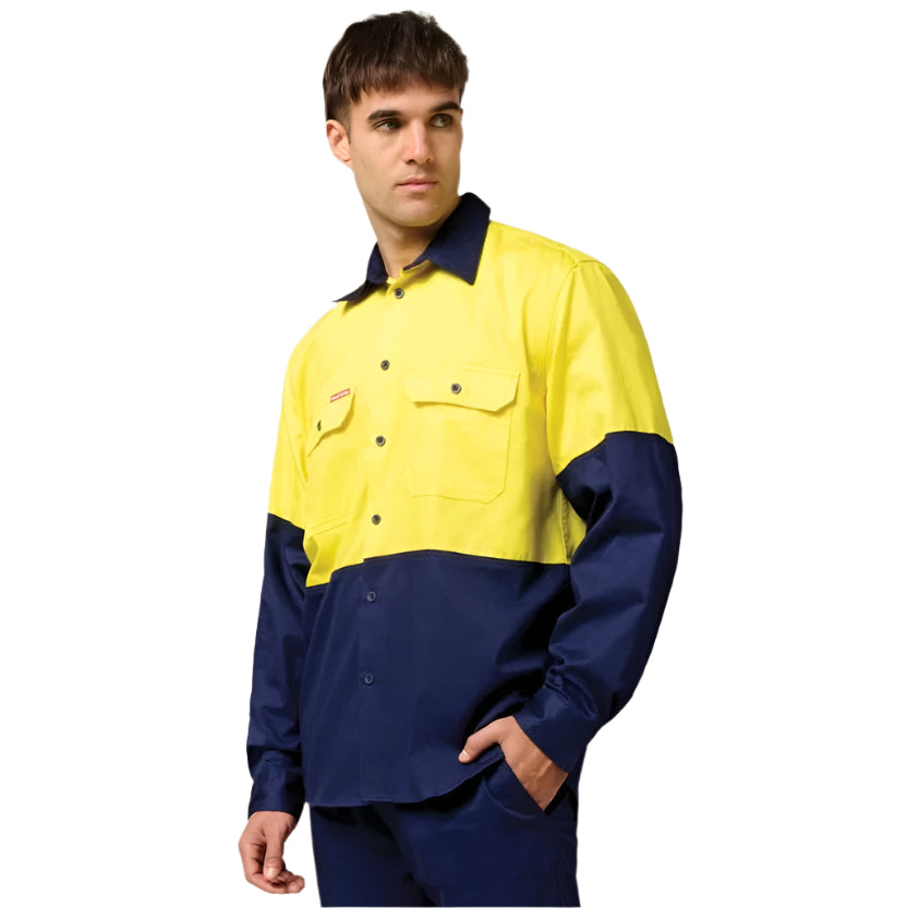 Hard Yakka Y04605 Core Hi Vis Long Sleeve Heavyweight Cotton Drill Shirt