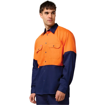 Hard Yakka Y04605 Core Hi Vis Long Sleeve Heavyweight Cotton Drill Shirt