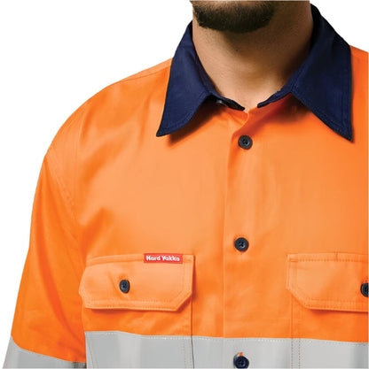 Hard Yakka Y04610 Core HiVis 2Tone Taped Drill Shirt