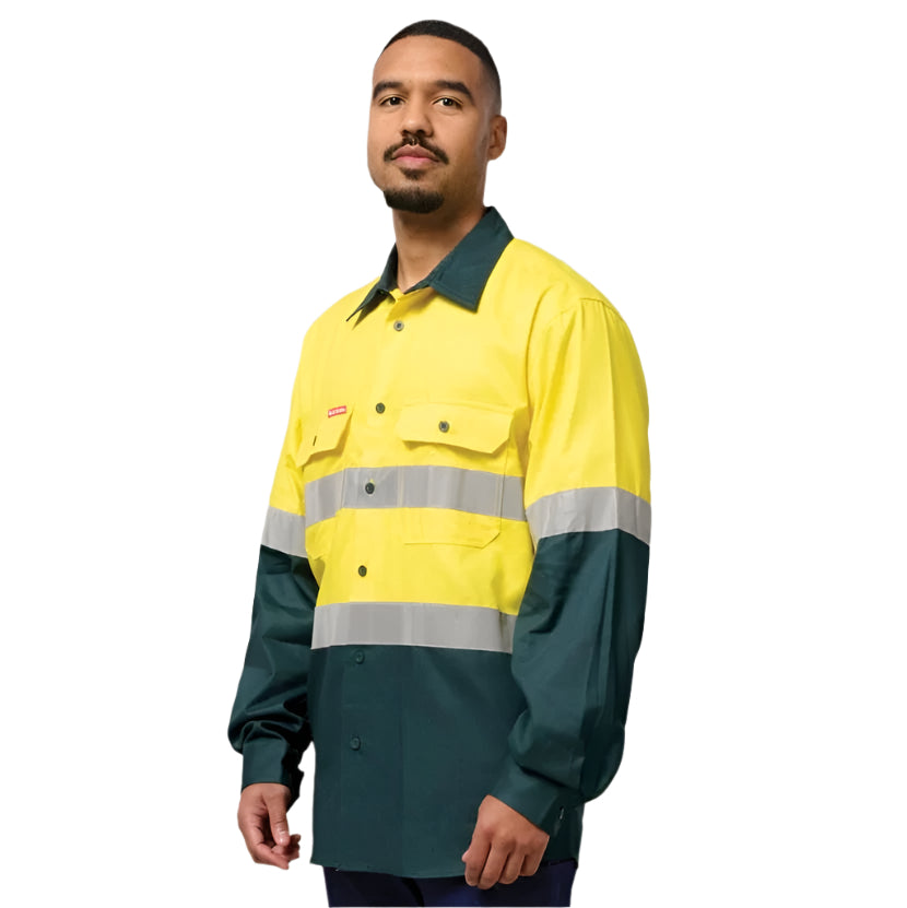 Hard Yakka Y04610 Core HiVis 2Tone Taped Drill Shirt