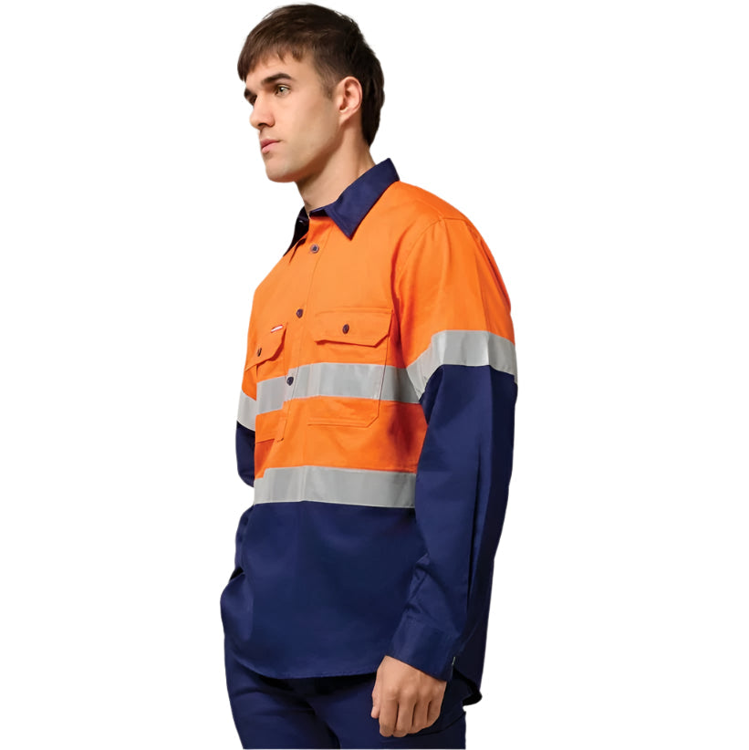 Hard Yakka Y04615 Core HiVis Long Sleeve Heavyweight Closed Front Taped Shirt