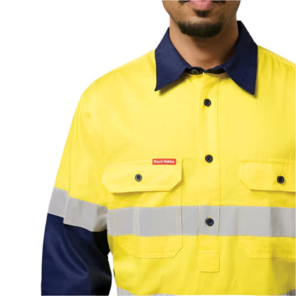 Hard Yakka Y04615 Core HiVis Long Sleeve Heavyweight Closed Front Taped Shirt