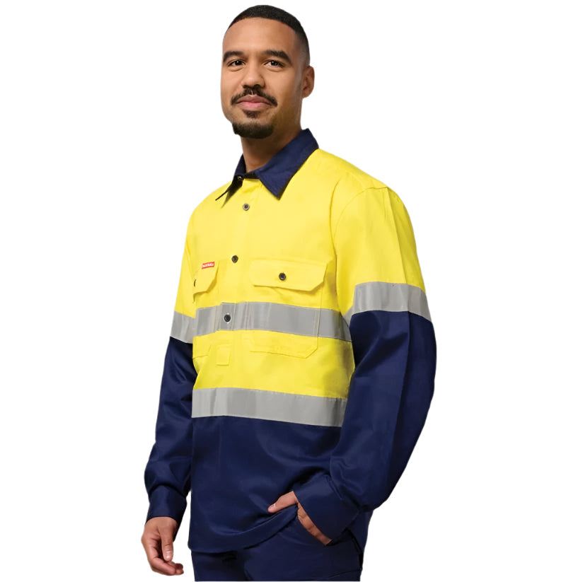 Hard Yakka Y04615 Core HiVis Long Sleeve Heavyweight Closed Front Taped Shirt